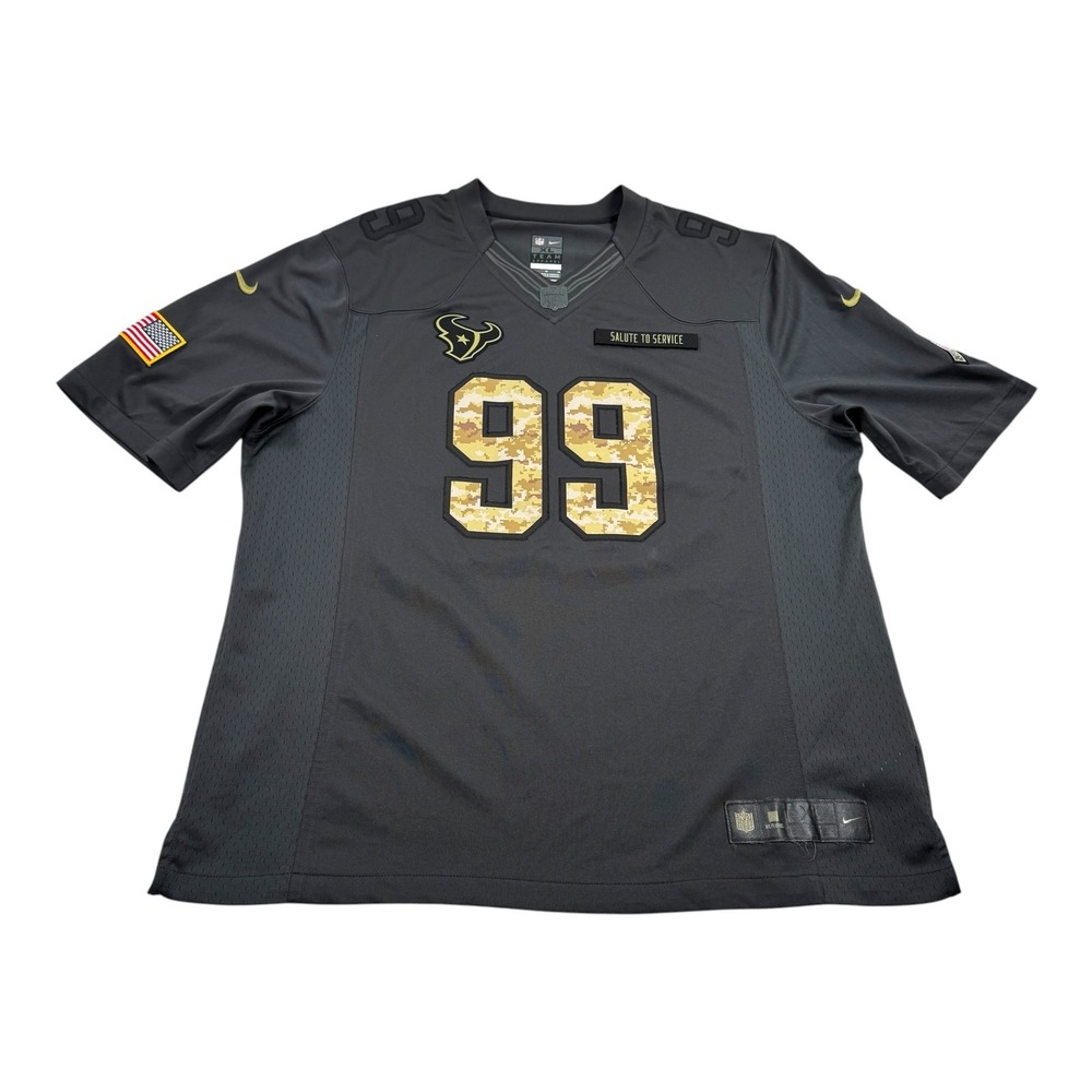Houston Texans Football Jersey Mens XL Gray NFL Nike Watt 99 Salute To Service